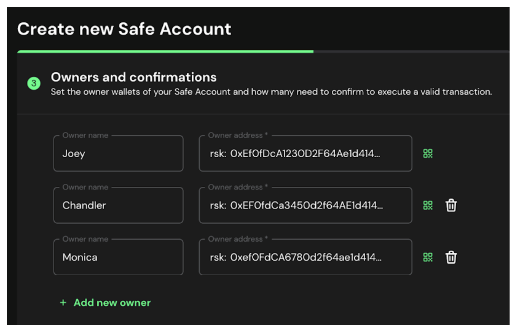 create new safe account